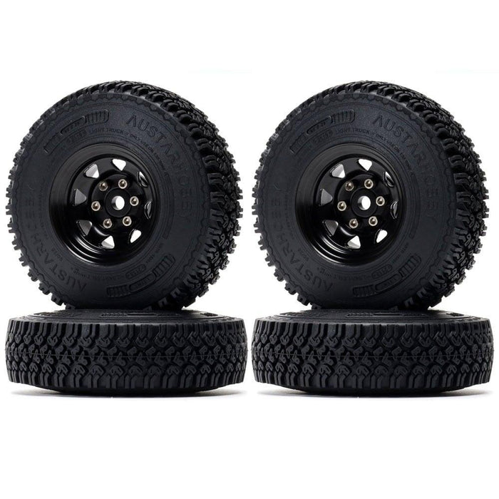 1.55" 90x26mm Beadlock Wheel Set for 1/10 Crawler (Rubber+Metaal) Band en/of Velg New Enron Black 4Pcs 