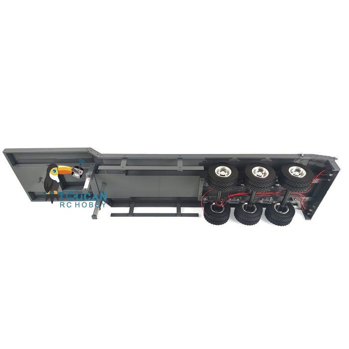 110x23mm 1/14 3-Axle Semi Trailer /w LED Rear Lights (Aluminium) - upgraderc