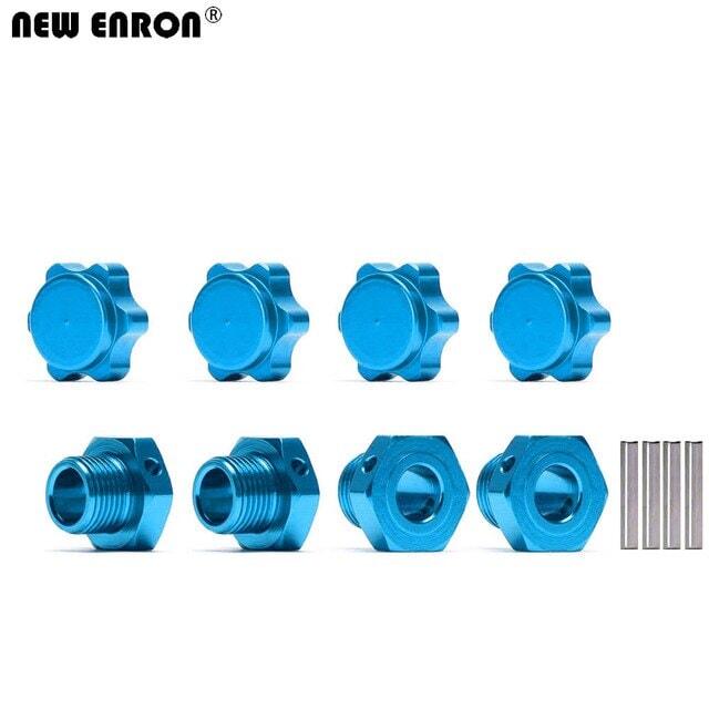 1/8 4PCS 17mm Wheel Rim Hex Nuts/Cover Set (Aluminium) Schroef New Enron 4P Mount-Cover Blue 