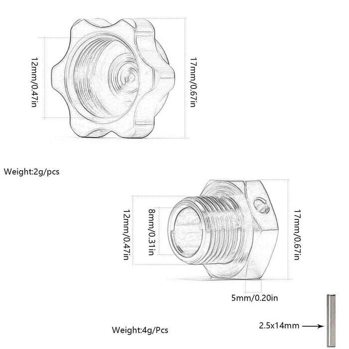 1/8 4PCS 17mm Wheel Rim Hex Nuts/Cover Set (Aluminium) Schroef New Enron 
