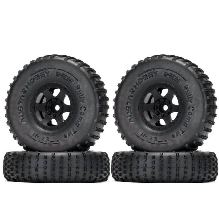 2.2" 142x42mm Beadlock Wheel Set for 1/10 Crawler (Plastic+Rubber) Band en/of Velg New Enron Black 