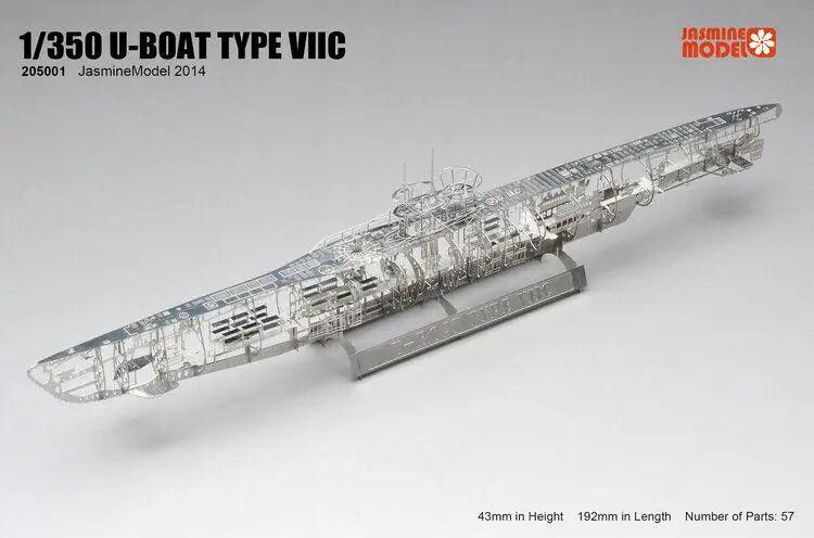 205001 German U-boat Type VIIC Submarine Skeleton 1/350 (Plastic) - upgraderc