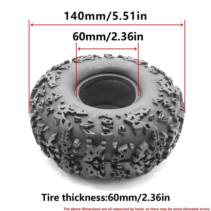 2/4PCS 2.2" 140x60mm 1/10 Crawler Wheel Tires (Rubber) - upgraderc