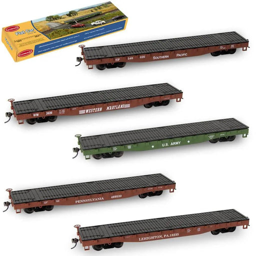 2PC HO Scale Flat Freight Car 1/87 (Plastic, Metaal) C8741 - upgraderc