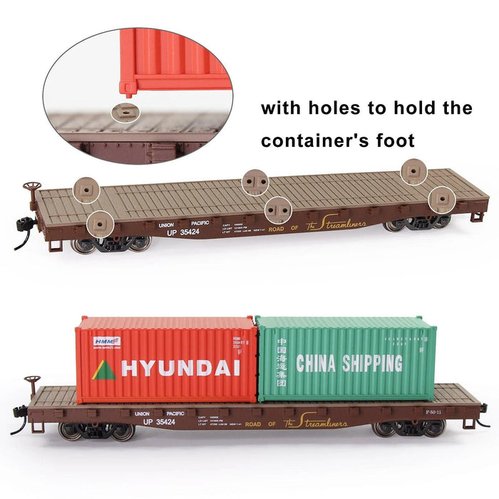 2PC HO Scale Flat Freight Car 1/87 (Plastic, Metaal) C8741 - upgraderc