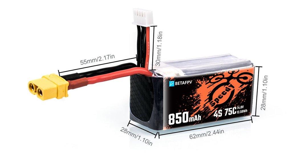 2PCS BETAFPV 850mAh 3S 75C Li-Po Battery - upgraderc