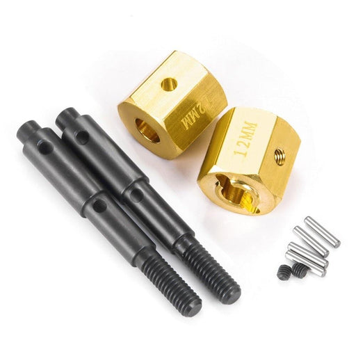 2PCS Portal Stub Axle w/ Extended Hex for Redcat GEN8 1/10 (Staal+Messing) Onderdeel Yeahrun 