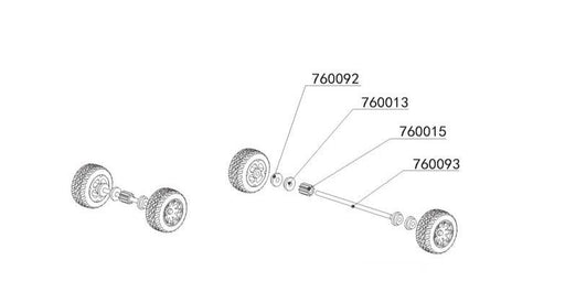 2PCS Rear Axle Shaft for Turbo Racing C81 1/76 760093 - upgraderc