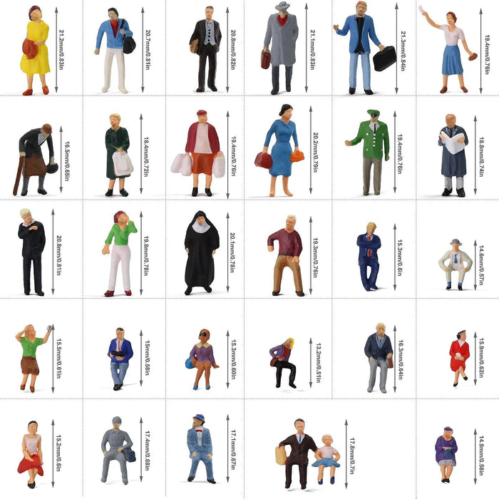 30PCS HO Scale Human Figures 1/87 (Plastic) P8721 - upgraderc