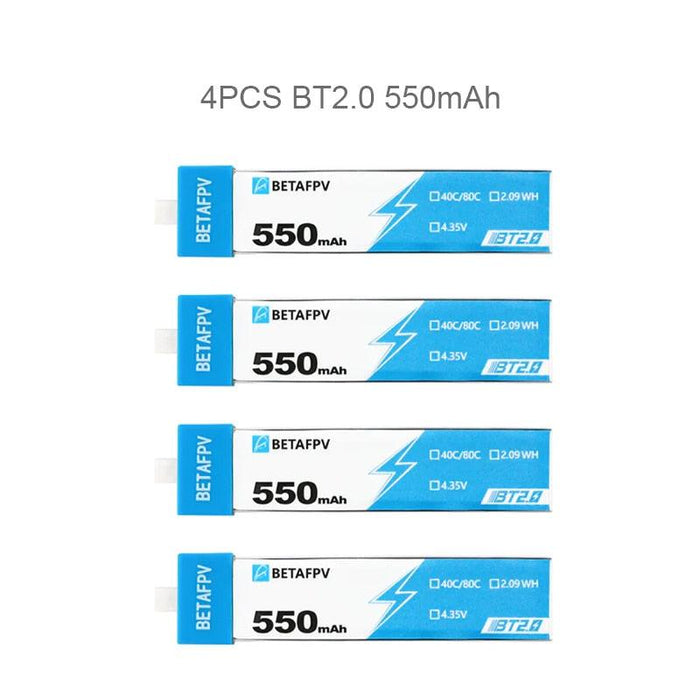 4/8PCS BETAFPV BT2.0 550mAh 1S LiPo Battery - upgraderc