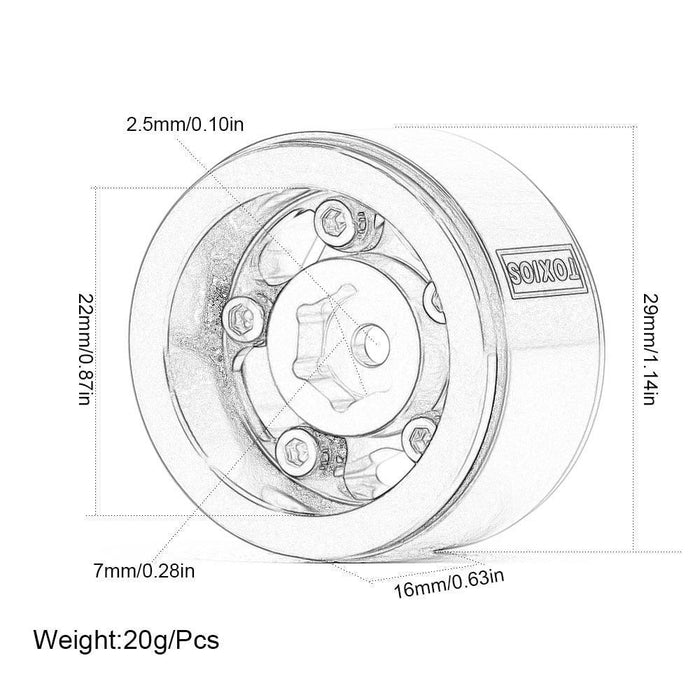 4PCS 1.0" 29x16mm 1/24 Beadlock Crawler Rims (Aluminium) - upgraderc