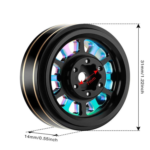 4PCS 1.0" 31x14mm 1/18 Crawler Beadlock Wheel Rims (Messing, Aluminium) - upgraderc