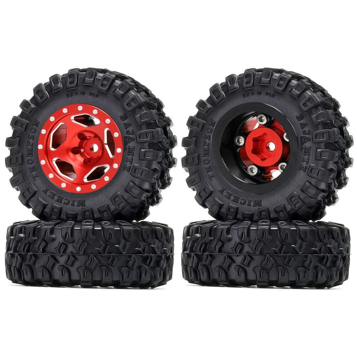 4PCS 1.0" 52x19mm 1/24 Crawler Wheel Set (Aluminium+Rubber) - upgraderc