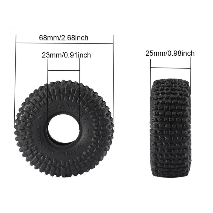 4PCS 1.0" 68x25mm 1/18, 1/24 Wheel Tires (Rubber) - upgraderc