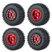4PCS 1.0" Beadlock Wheel Rim Tires for 1/24 Crawler (Aluminium+Rubber) Band en/of Velg Yeahrun Red 54mm Set-A 