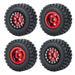 4PCS 1.0" Beadlock Wheel Rim Tires for 1/24 Crawler (Aluminium+Rubber) Band en/of Velg Yeahrun Red 50mm Set-B 
