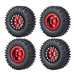 4PCS 1.0" Beadlock Wheel Rim Tires for 1/24 Crawler (Aluminium+Rubber) Band en/of Velg Yeahrun Red 50mm Set-A 