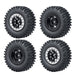 4PCS 1.0" Beadlock Wheel Rim Tires for 1/24 Crawler (Aluminium+Rubber) Band en/of Velg Yeahrun Black 50mm Set-A 