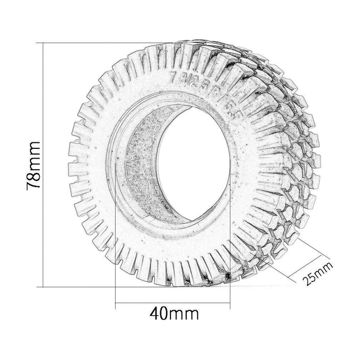 4PCS 1.55" 78*25mm 1/10 Crawler Beadlock Wheels Set (Metaal+Rubber) Band en/of Velg New Enron 