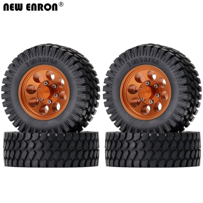 4PCS 1.55" 78*25mm 1/10 Crawler Beadlock Wheels Set (Metaal+Rubber) Band en/of Velg New Enron ORANGE 