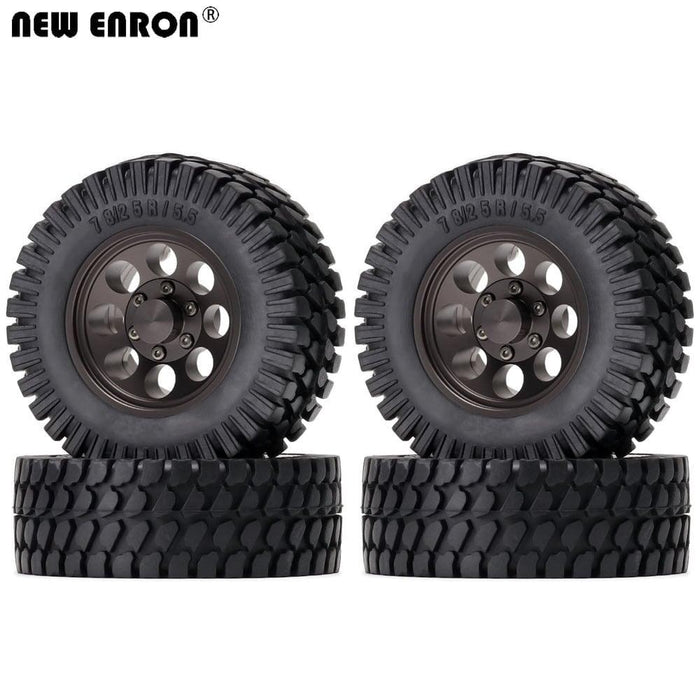 4PCS 1.55" 78*25mm 1/10 Crawler Beadlock Wheels Set (Metaal+Rubber) Band en/of Velg New Enron GRAY 