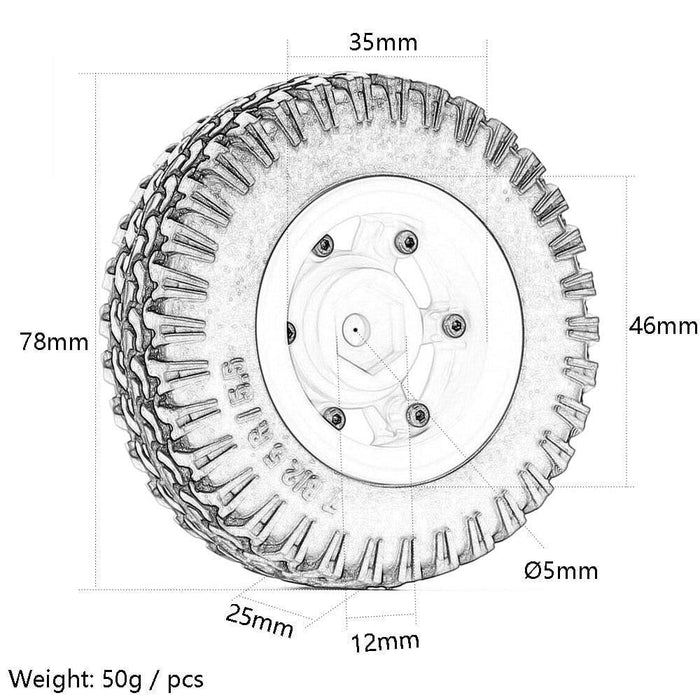 4PCS 1.55" 78x25mm 1/10 Crawler Wheel Set (Plastic+Rubber) Band en/of Velg New Enron 