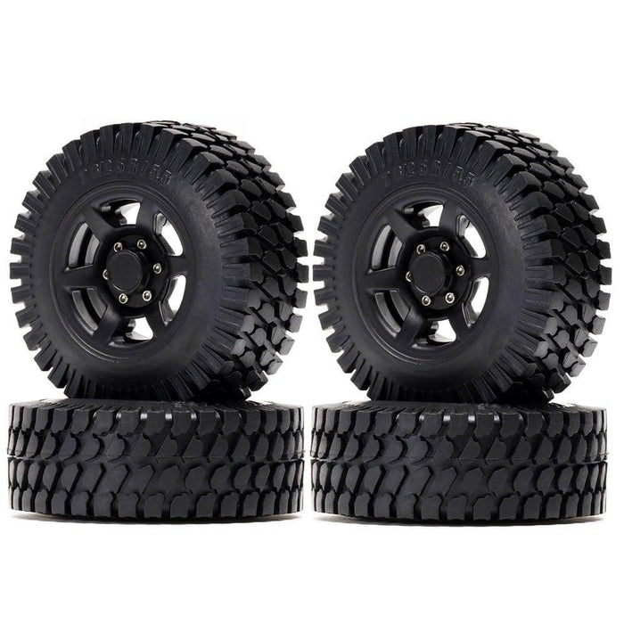 4PCS 1.55" 78x25mm 1/10 Crawler Wheel Set (Plastic+Rubber) Band en/of Velg New Enron Black 4Pcs 