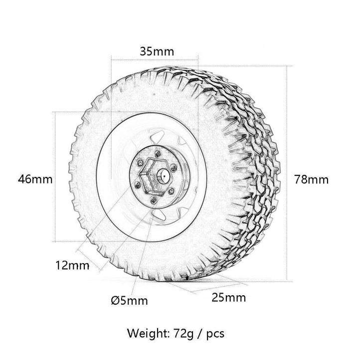 4PCS 1.55" 78x25mm Beadlock Wheel Set for 1/10 Crawler (Rubber+Metaal) Band en/of Velg New Enron 