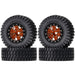4PCS 1.55" 78x25mm Beadlock Wheels Set for 1/10 Crawler (Aluminium+Rubber) Band en/of Velg New Enron ORANGE-BLACK 