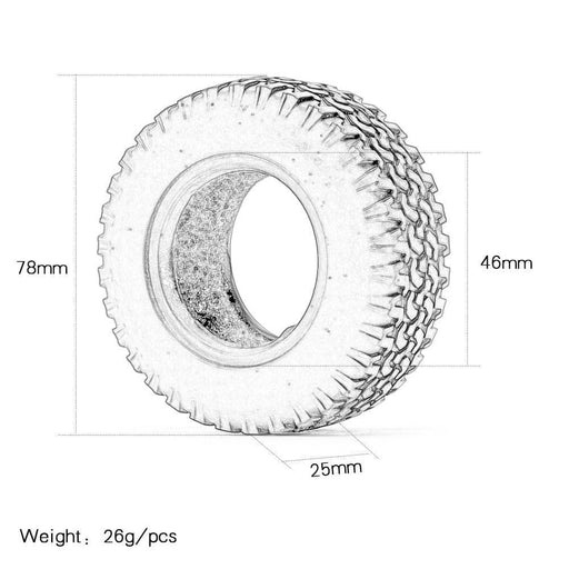 4PCS 1.55" 78x25mm Beadlock Wheels Set for 1/10 Crawler (Metaal+Rubber) Band en/of Velg New Enron 