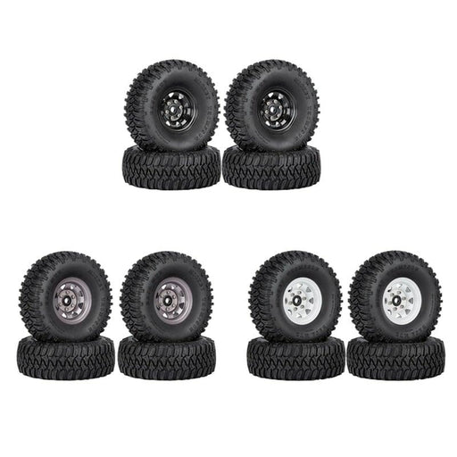 4PCS 1.55" Beadlock Wheel Rim Tires for 1/10 Crawler (Metaal+Rubber) Band en/of Velg upgraderc 