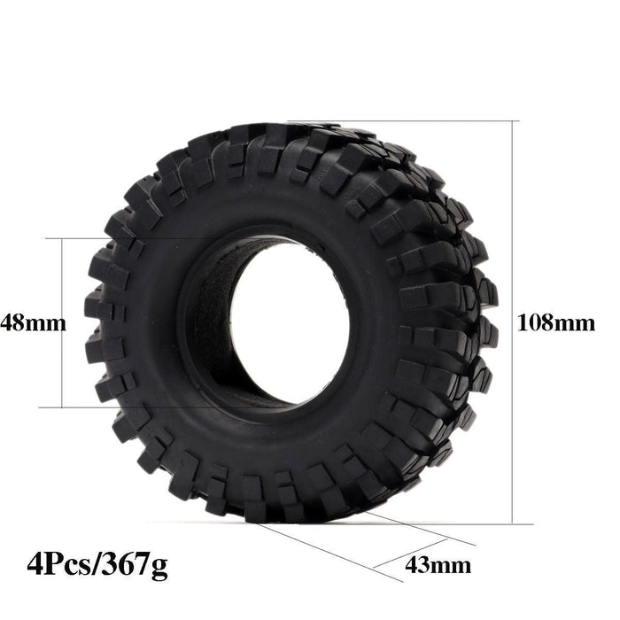 4PCS 1.9" 108x43mm 1/10 Crawler Tires (Rubber) - upgraderc