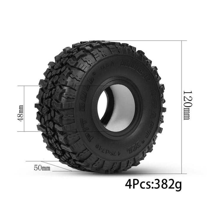 4PCS 1.9" 120x50mm 1/10 Crawler Tires (Rubber) - upgraderc