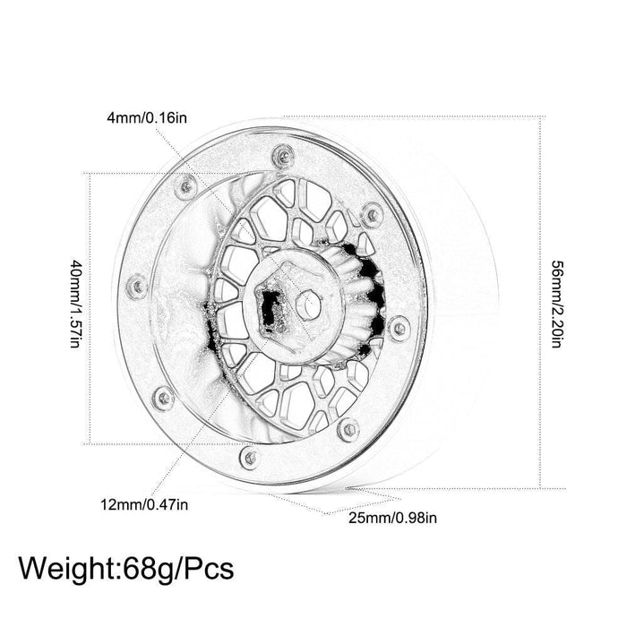 4PCS 1.9" 52x26mm 1/10 Crawler Beadlock Rims (Aluminium) Band en/of Velg New Enron 