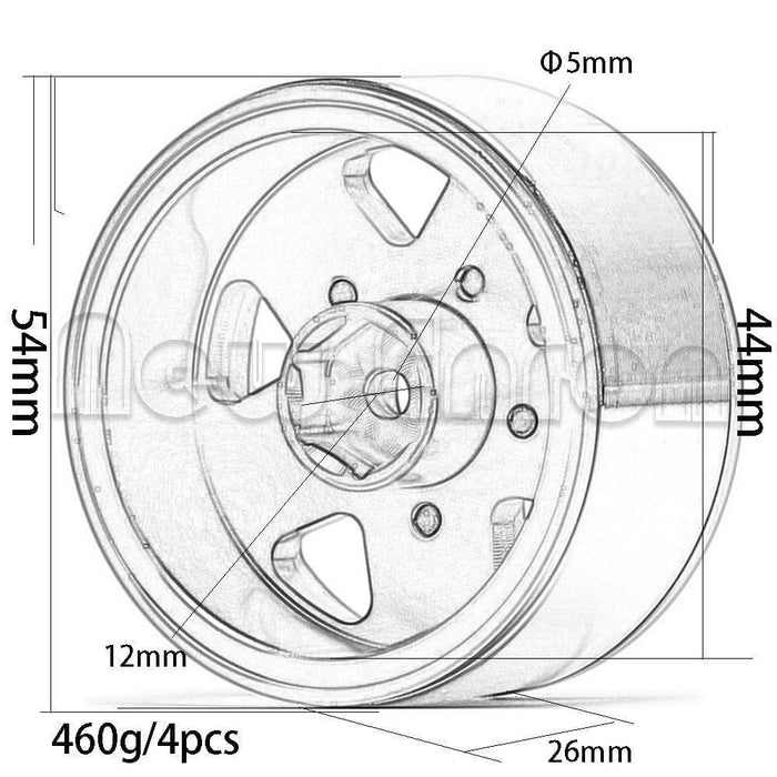 4PCS 1.9" 54x26mm 1/10 Crawler Beadlock Rims (Aluminium) Band en/of Velg New Enron 