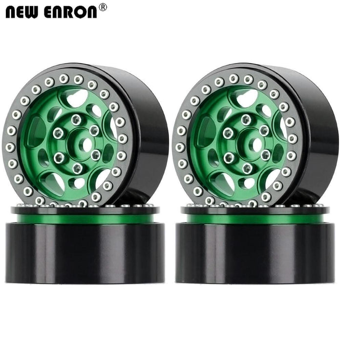 4PCS 1.9" 57x27mm 1/10 Crawler Beadlock Rims (Aluminium) Band en/of Velg New Enron GREEN-BLACK 