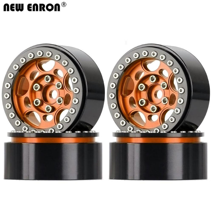 4PCS 1.9" 57x27mm 1/10 Crawler Beadlock Rims (Aluminium) Band en/of Velg New Enron ORANGE-BLACK 