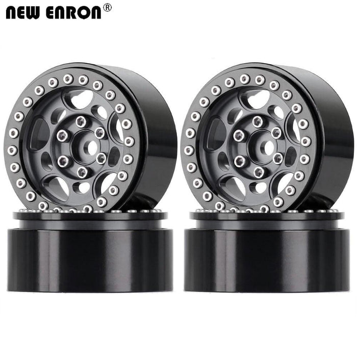 4PCS 1.9" 57x27mm 1/10 Crawler Beadlock Rims (Aluminium) Band en/of Velg New Enron GREY-BLACK 