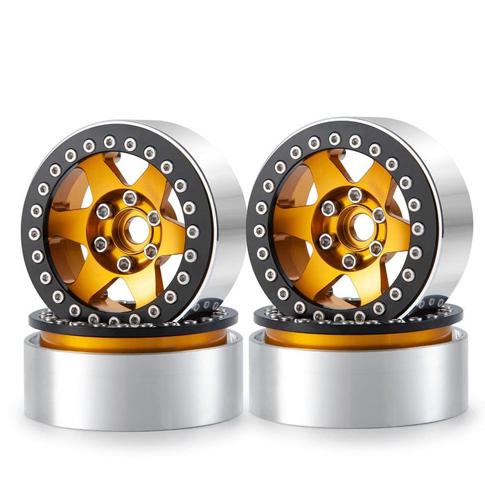 4PCS 1.9/2.1 Beadlock Wheel Rims for Axial 1/10 (Aluminum) Band en/of Velg Yeahrun 1.9inch Yellow 
