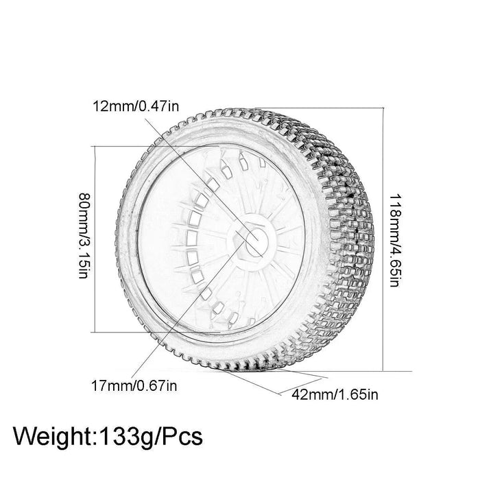 4PCS 118x42mm 1/8 Buggy Wheel Rim Tires (Rubber, Plastic) - upgraderc