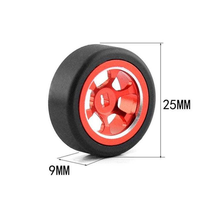 4PCS 1/28 Drift Wheel Set (Metaal Rubber) - upgraderc