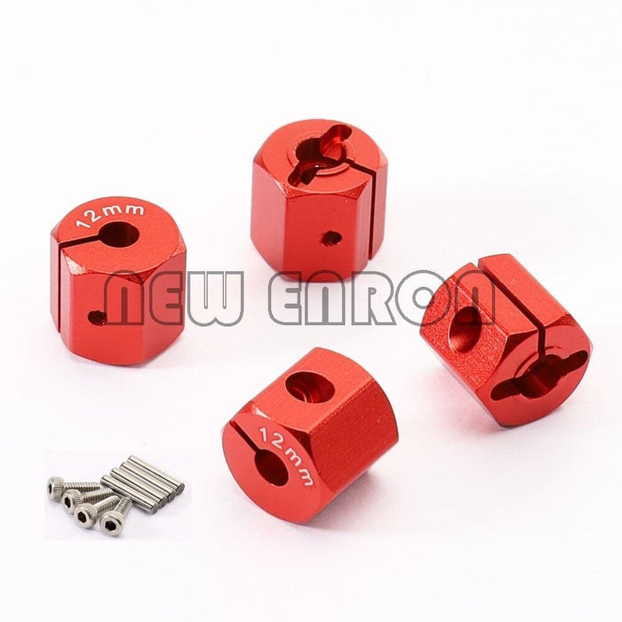 4PCS 12x10/12mm Wheel Hex (Aluminium) Hex Adapter New Enron Red-12mm 