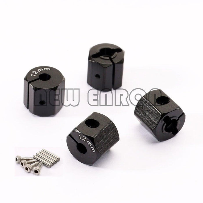 4PCS 12x10/12mm Wheel Hex (Aluminium) Hex Adapter New Enron Black-12mm 