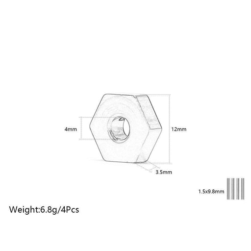 4PCS 12x3.5mm Wheel Hex (Aluminium) Hex Adapter New Enron 