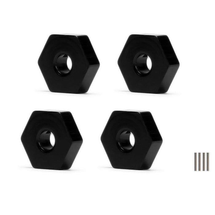 4PCS 12x3.5mm Wheel Hex (Aluminium) Hex Adapter New Enron BLACK 