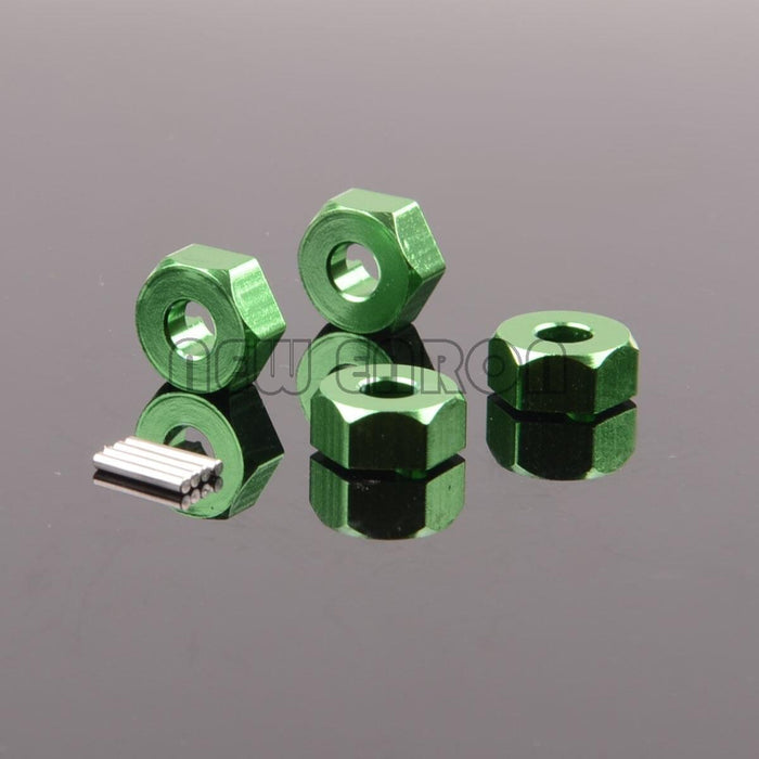 4PCS 12x5mm Wheel Hex for Axial SCX10 Wrangler 1/10 (Aluminium) Hex Adapter New Enron GREEN 