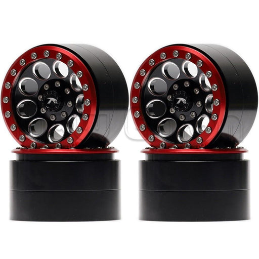 4PCS 2.2" 63x40mm 1/10 Crawler Beadlock Rims (Aluminium) Band en/of Velg New Enron Black-Red 4pcs 