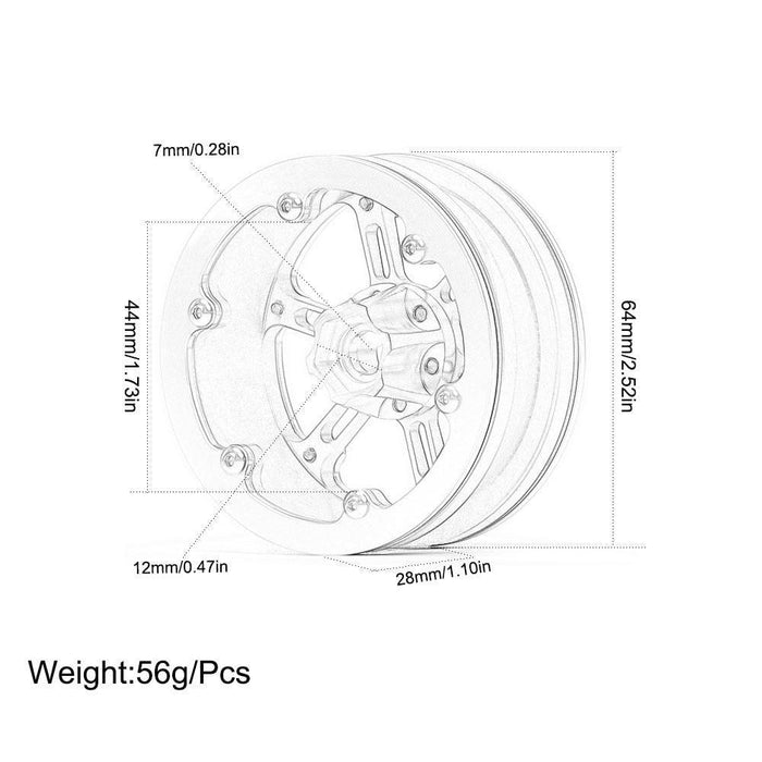 4PCS 2.2" 64x28mm 1/10 Beadlock Rims (Aluminium) - upgraderc