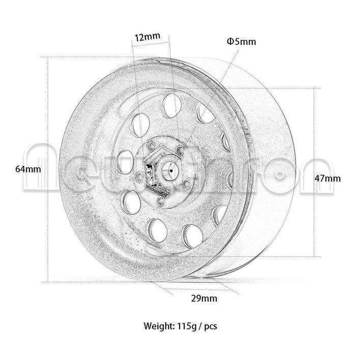 4PCS 2.2 64x29mm 1/10 Crawler Beadlock Rims (Aluminium) Band en/of Velg New Enron 