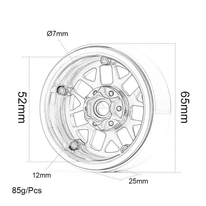 4PCS 2.2“ 65x25mm 1/10 Crawler Beadlock Rims (Aluminium) - upgraderc